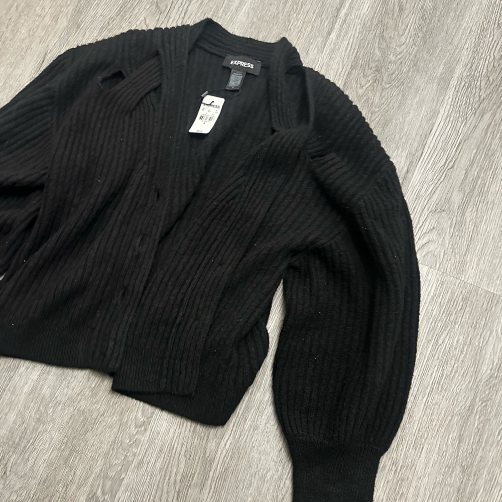 Express Black Ribbed Cardigan